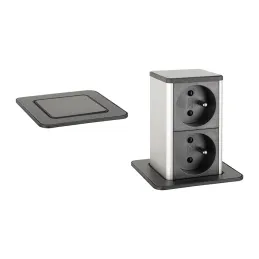 Izvlečna vtičnica SQUARE UP FRENCH 2x230V / mat črna