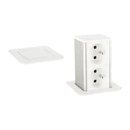 Izvlečna vtičnica SQUARE UP FRENCH 2x230V / Bela matirana