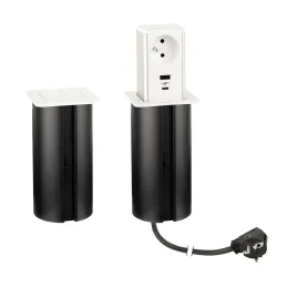 Izvlečna vtičnica SQUARE UP FRENCH 1x230V + USB A-C / mat bela