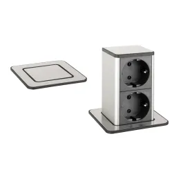 Izvlečna vtičnica SQUARE UP SCHUKO 2 × 230 V / nerjavno jeklo
