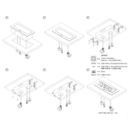 Izvlečna vtičnica ATOMIA 2x230 V + 2xUSB-polnjenje A/C + HDMI + RJ45 / Črna