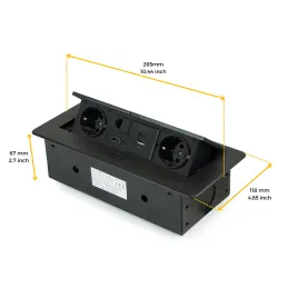 Izvlečna vtičnica ATOMIA 2x230 V + 2xUSB-polnjenje A/C + HDMI + RJ45 / Črna