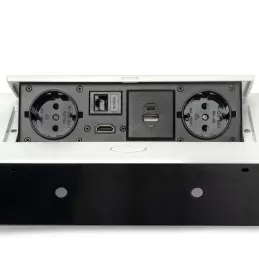 Izvlečna vtičnica ATOMIA 2x230 V + 2xUSB polnjenje A/C + HDMI + RJ45 / Bela