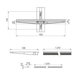 Kovinska polica 1000 mm z nosilci za modularni garderobni sistem ZERO / Mat črna