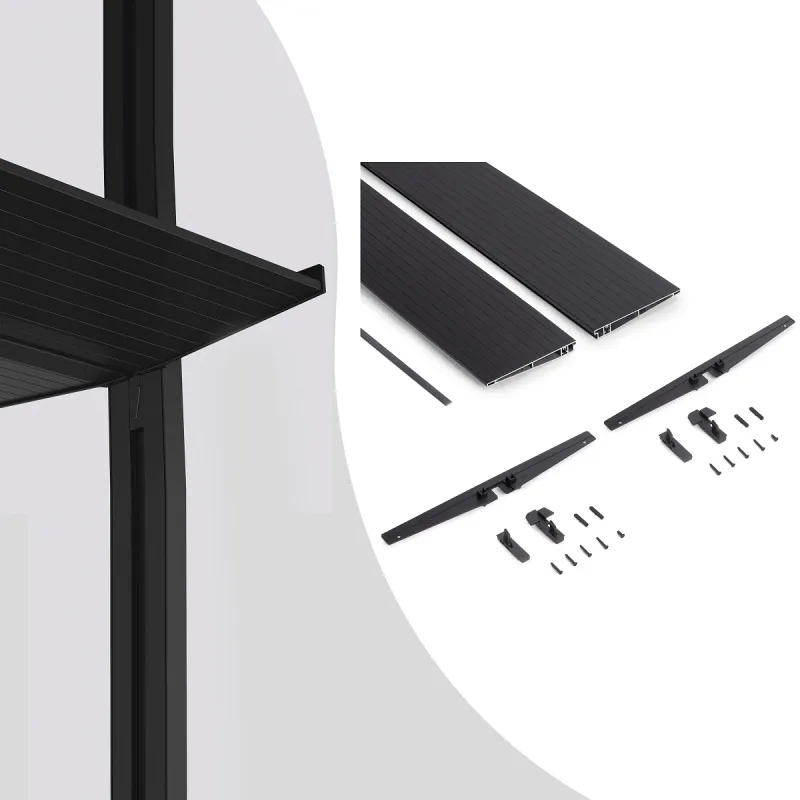 Kovinska polica 1000 mm z nosilci za modularni garderobni sistem ZERO / Mat črna