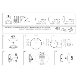 Oblikovano LED-svetilo RING M 250 mm / bakrena