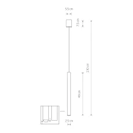 Dizajnerska svetilka LASER 490 mm / Bakrena
