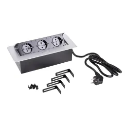 Izvlečna električna vtičnica SCHUKO 3x230V / Aluminij