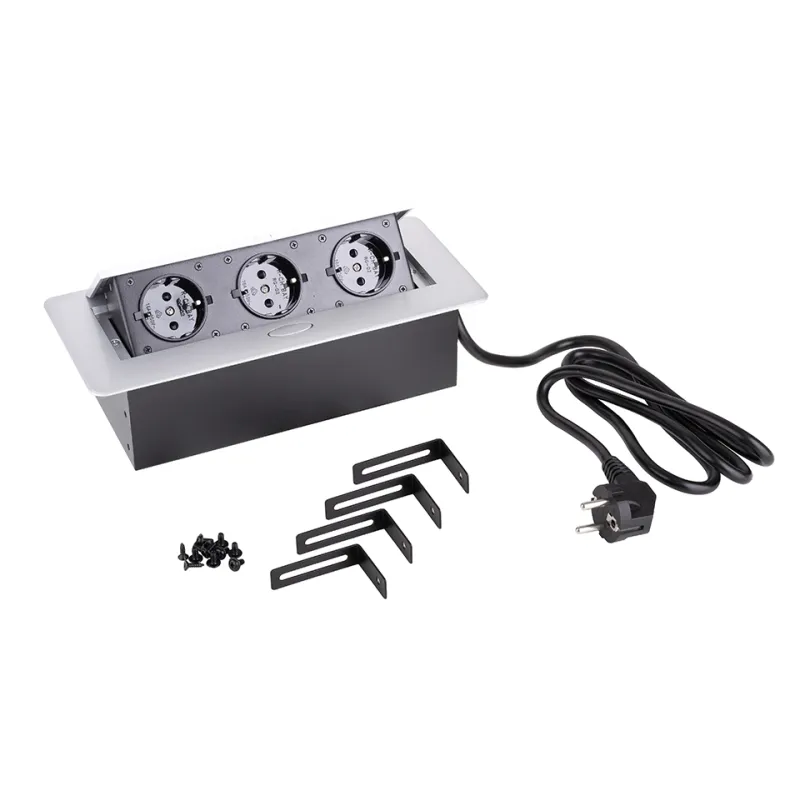 Izvlečna električna vtičnica SCHUKO 3x230V / Aluminij