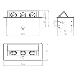 Izvlečna električna vtičnica SCHUKO 3x230V / Mat črna