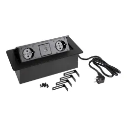Izvlečna električna vtičnica SCHUKO 3x230V + polnjenje USB A/C / Mat črna