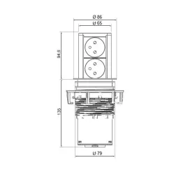 Izvlečna električna vtičnica Elevator 2 × 230 V / črna matirana