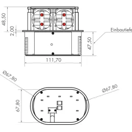 Izvlečna dvojna električna vtičnica PICCOLINO SCHUCO 2x 230V / nerjavno jeklo