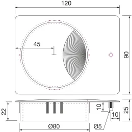 Prehod za kable LUNA 120 / Srebrna