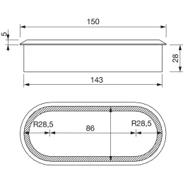 Leseni prehod za kable OVAL 150 / surov javor