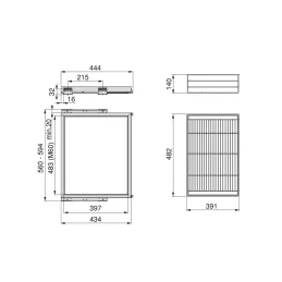 Izvlečna žičnata košara z blaženjem NEXUS 560–594 mm / Bežna