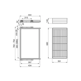 Izvlečna žičnata košara z blaženjem NEXUS 760–794 mm / Bež barva