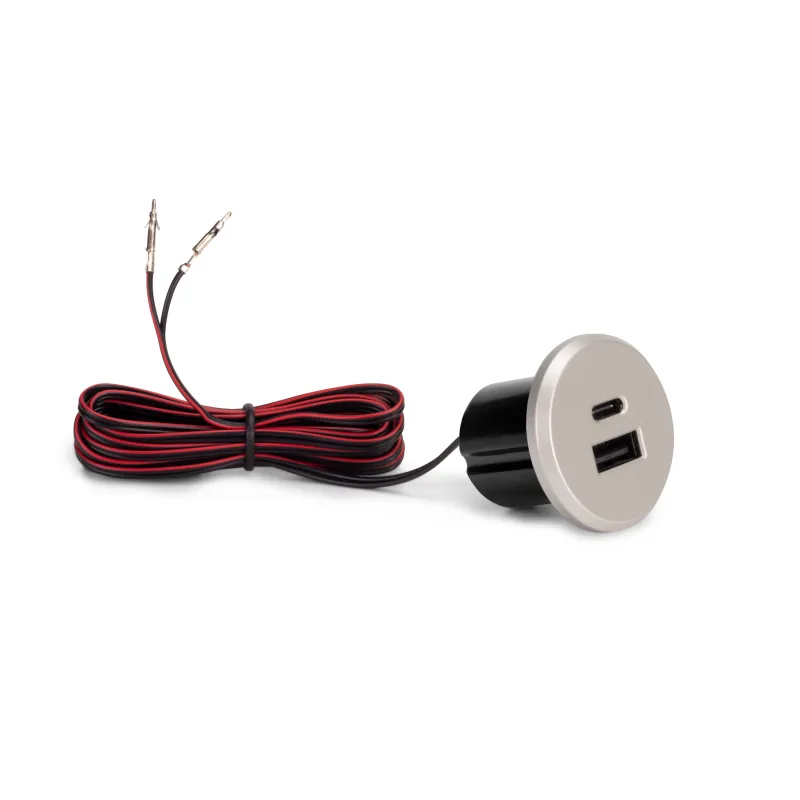 Vgradni 2 x USB-polnilnik za mizo 25 mm PLUGY / Kovinsko siva