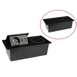 Izvlečna električna vtičnica 1 × 230 V + polnjenje USB A-C / mat črna