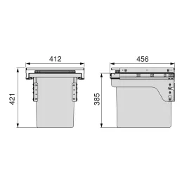 Izvlečni koš za odpadke LUXON 6450 – 1 × 35 l / antracitna barva