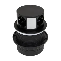 Izvlečna električna vtičnica VERTIKAL SCHUKO 3x 230V + 2x USB / mat črna