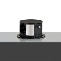 Izvlečna električna vtičnica VERTIKAL SCHUKO 3x 230V + 2x USB / mat črna