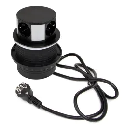Izvlečna električna vtičnica VERTIKAL SCHUKO 3x 230V + 2x USB / mat črna