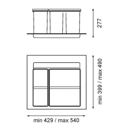 Odpadni koš za predal SISTEMA 9XL 600 mm / Siva