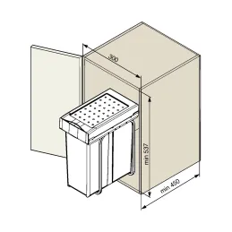 Izvlečni koš za odpadke LINEA 300 mm – 1 × 40 l / siv