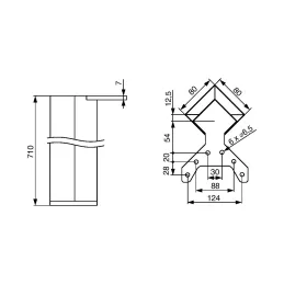 Namizna noga QUADRA 80x80 / Bela sijajna
