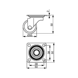 Pohištveno kolesce SIMPLE brez zavore 35 mm / prozorno rjava