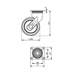 Pohištveno kolesce TENTE brez zavore 5370 – 100 mm / sivo