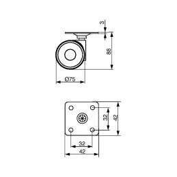 Pohištveno kolesce LINEA 75 mm – brez zavore / svetlo siva RAL 9002
