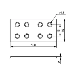 Povezovalna ploščica 100 x 30 mm / Belo cinkana