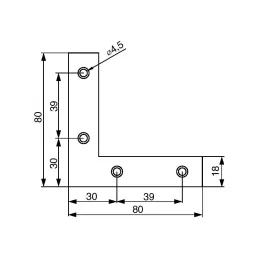 Ploščati povezovalni kotnik 80 x 80 mm / Beli cink