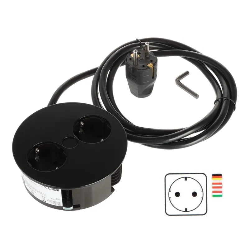Električna vtičnica Twist 2 × 230 V SCHUKO / mat črna