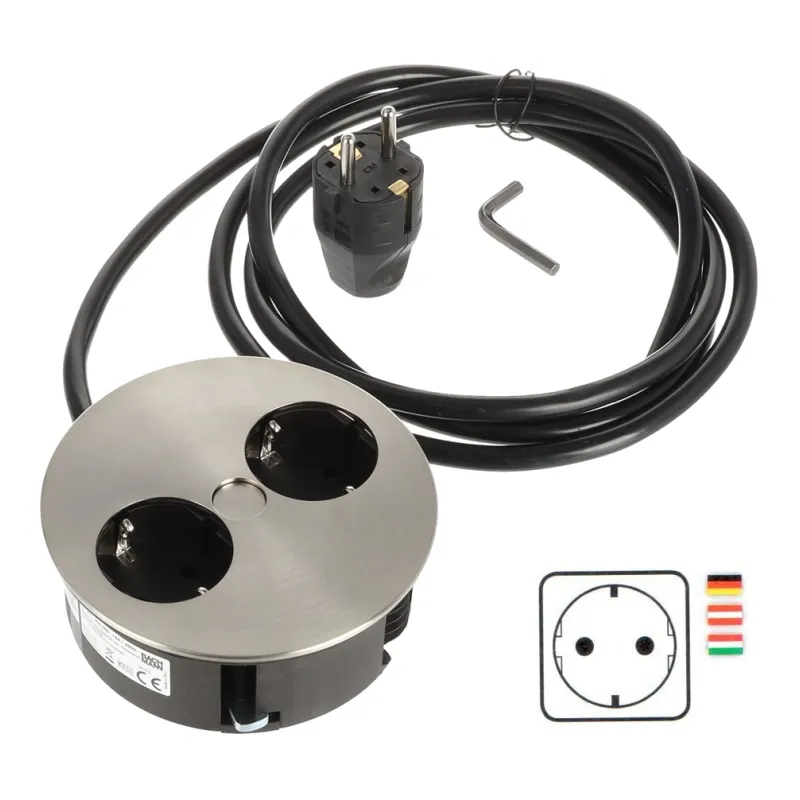 Električna vtičnica Twist 2x 230 V SCHUKO / nerjavno jeklo