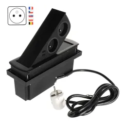 Izskočna električna vtičnica CIZO 2x230 + 2xUSB – FRENCH / črna
