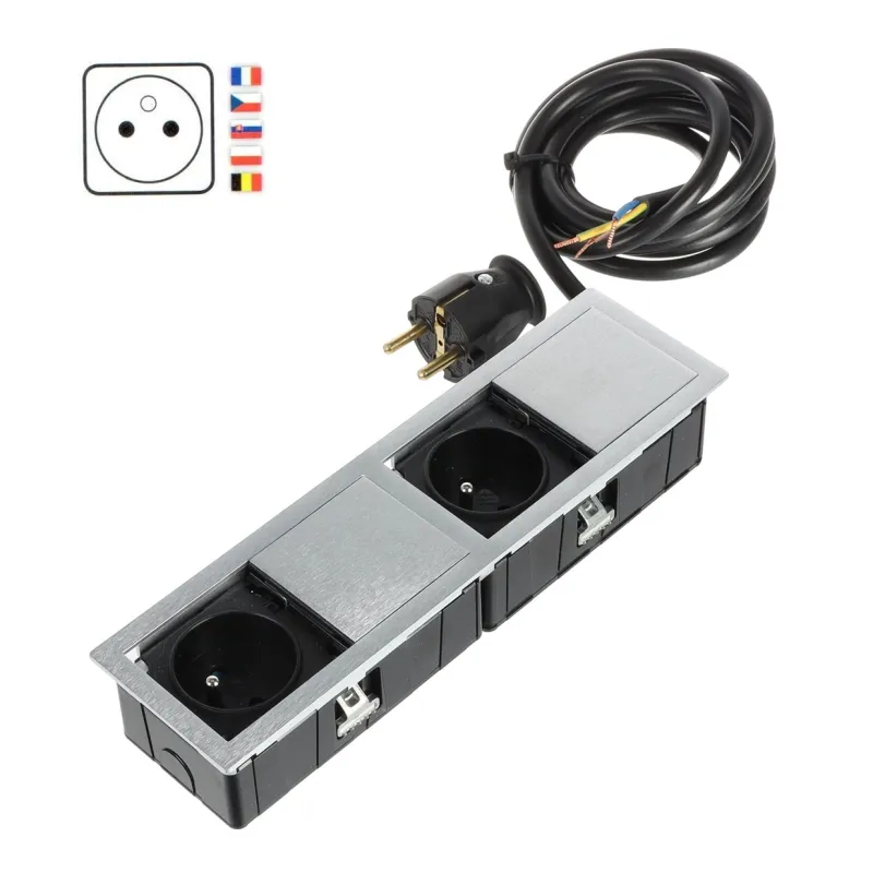 Električna vtičnica VersaHit Mono Combi FRENCH 2 x 230V / nerjavno jeklo