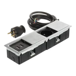Električna vtičnica VersaHit Mono Combi FRENCH 1 x 230V + USB A / nerjavno jeklo