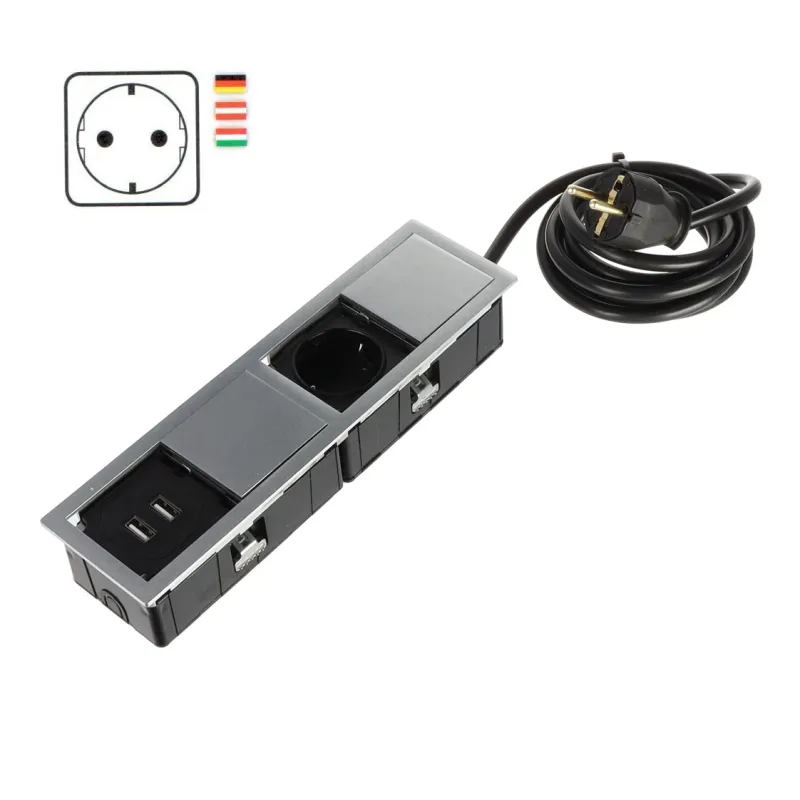 Električna vtičnica VersaHit Mono Combi SCHUKO 1 x 230V + USB A / nerjavno jeklo