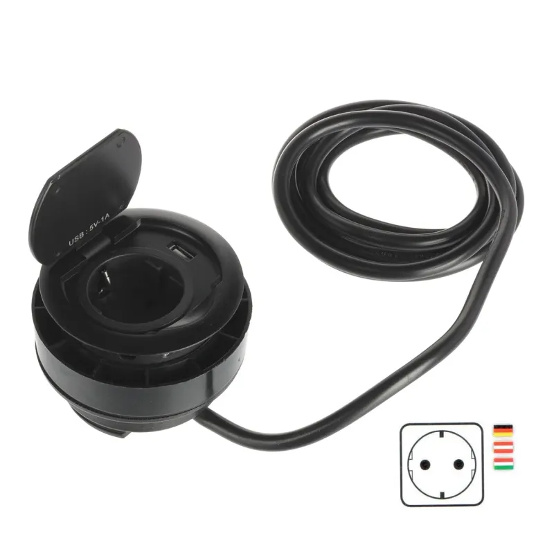 Notranja vtičnica RING SCHUKO 1 × 230 V + 1 × USB / mat črna