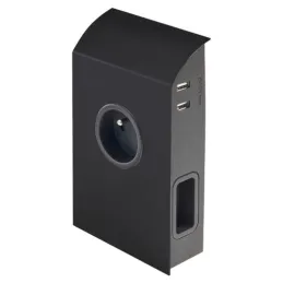 Notranja vtičnica BORN FRENCH 2 x 230 V + 2 x USB / Mat črna
