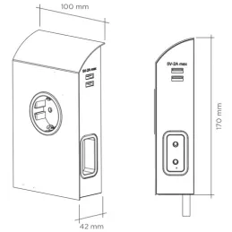Notranja vtičnica BORN SCHUKO 2 x 230 V + 2 x USB / mat črna