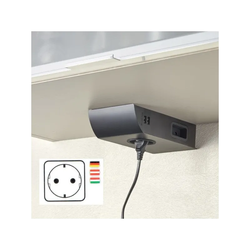 Notranja vtičnica BORN SCHUKO 2 x 230 V + 2 x USB / mat črna