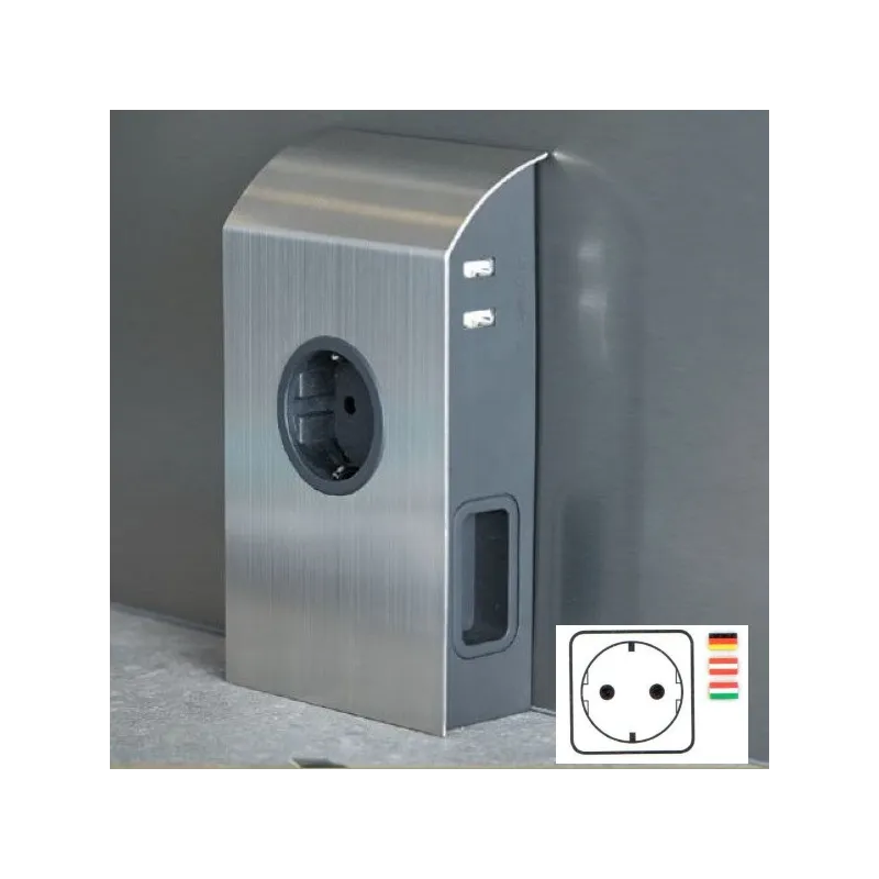 Notranja vtičnica BORN SCHUKO 2 x 230 V + 2 x USB / nerjavno jeklo