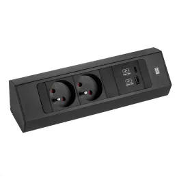 Notranja vtična letev Bachmann Casia 2 FRENCH 2x 230V + USB A-C / Mat črna