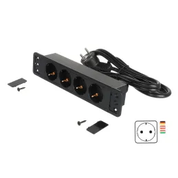 Notranji razdelilnik vtičnic CALON SCHUKO 4x 230V / mat črna