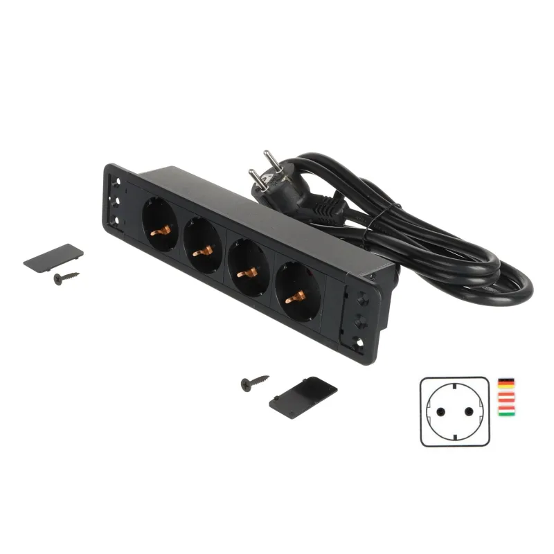 Notranji razdelilnik vtičnic CALON SCHUKO 4x 230V / mat črna
