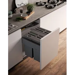 Izvlečni koš za odpadke STAR 600 mm – 2 × 29 l + 2 × 8 l z nosilci vrat / antracitna barva